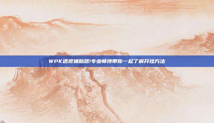 WPK透视辅助器!专业师傅带你一起了解开挂方法