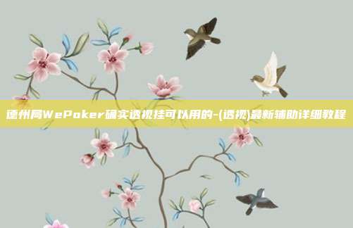 德州局WePoker确实透视挂可以用的-(透视)最新辅助详细教程