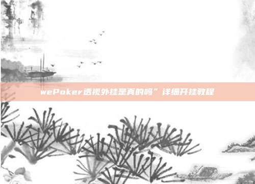 wePoker透视外挂是真的吗”详细开挂教程