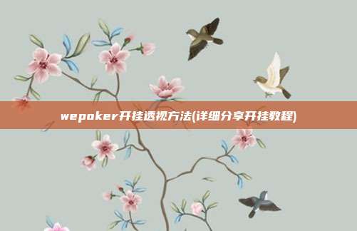 wepoker开挂透视方法(详细分享开挂教程)