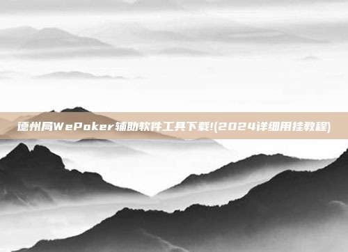 德州局WePoker辅助软件工具下载!(2024详细用挂教程)