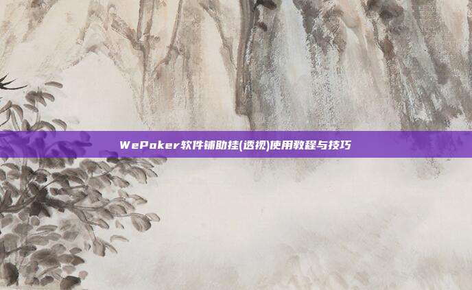 WePoker软件铺助挂(透视)使用教程与技巧