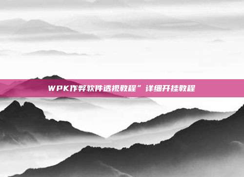 WPK作弊软件透视教程”详细开挂教程