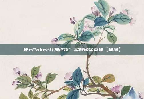 WePoker开挂透视”实测确实有挂【猫腻】