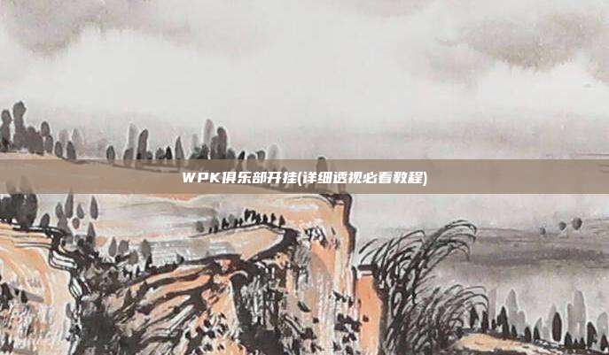 WPK俱乐部开挂(详细透视必看教程)