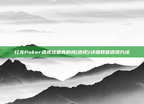 红龙Poker透视挂是真的吗(透视)!详细教程透视方法