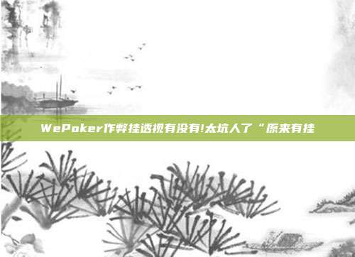 WePoker作弊挂透视有没有!太坑人了“原来有挂