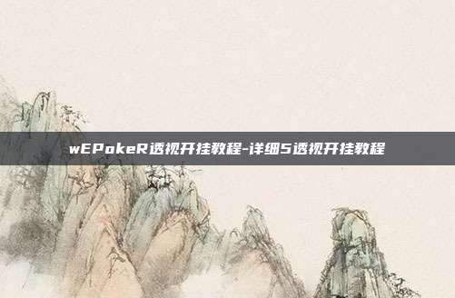 wEPokeR透视开挂教程-详细5透视开挂教程