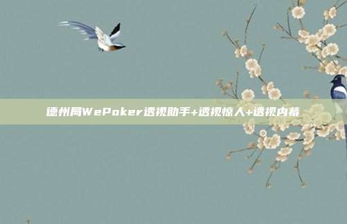 德州局WePoker透视助手+透视惊人+透视内幕