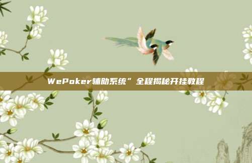 WePoker辅助系统”全程揭秘开挂教程