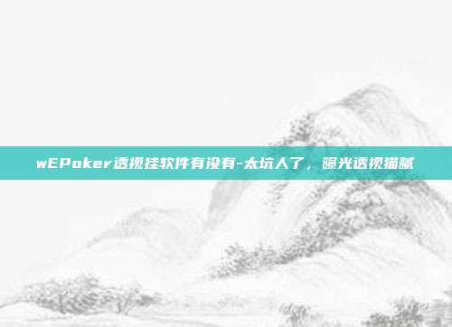 wEPoker透视挂软件有没有-太坑人了，曝光透视猫腻