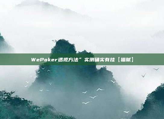 WePoker透视方法”实测确实有挂【猫腻】