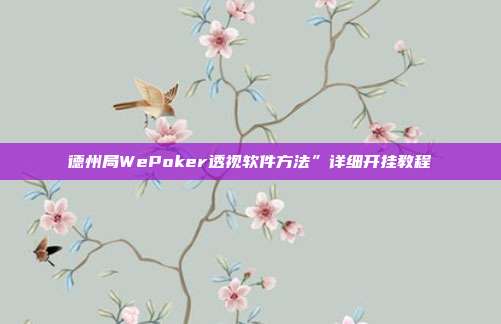 德州局WePoker透视软件方法”详细开挂教程