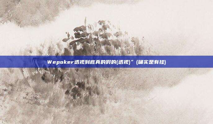 Wepoker透视到底真的假的(透视)”(确实是有挂)