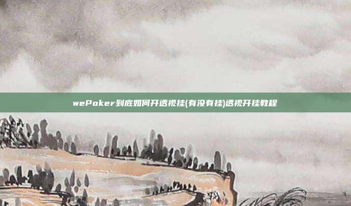 wePoker到底如何开透视挂(有没有挂)透视开挂教程