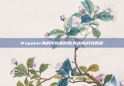 Wepoker真的可以透视吗(有挂吗)开挂教程