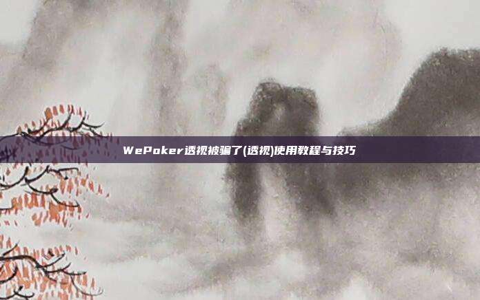 WePoker透视被骗了(透视)使用教程与技巧