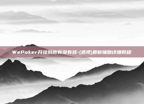 WePoker开挂到底有没有挂-(透视)最新辅助详细教程