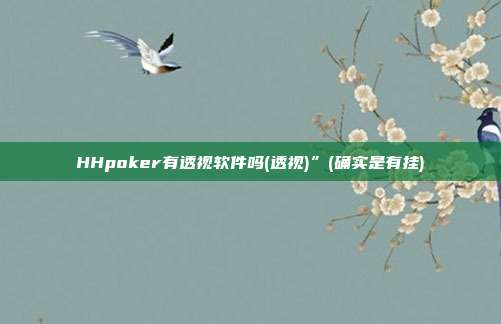 HHpoker有透视软件吗(透视)”(确实是有挂)