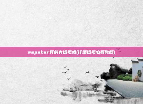 wepoker真的有透视吗(详细透视必看教程)