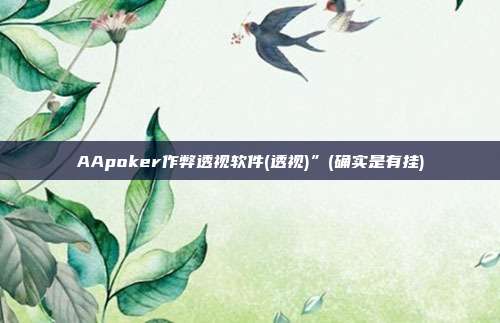 AApoker作弊透视软件(透视)”(确实是有挂)