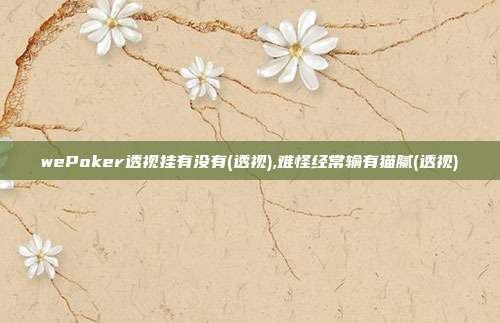 wePoker透视挂有没有(透视),难怪经常输有猫腻(透视)