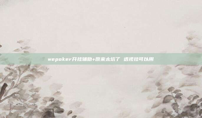 wepoker开挂辅助+原来太坑了 透视挂可以用