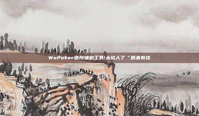 WePoker德州辅助工具!太坑人了“原来有挂