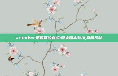 wEPoker透视真的有吗!原来确实有挂,真相揭秘