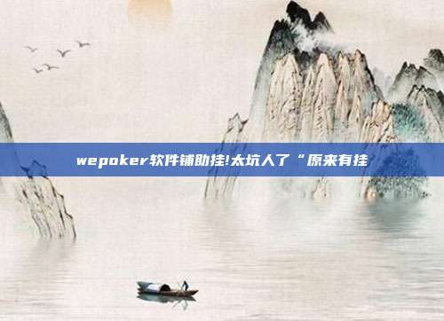 wepoker软件铺助挂!太坑人了“原来有挂