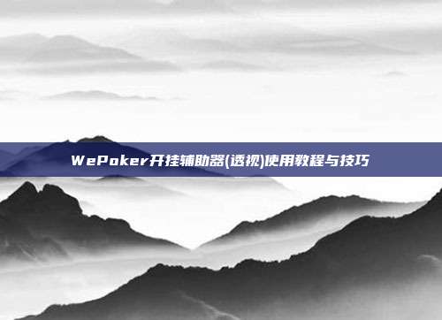 WePoker开挂辅助器(透视)使用教程与技巧