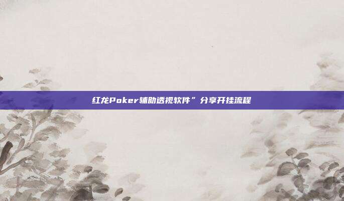 红龙Poker辅助透视软件”分享开挂流程