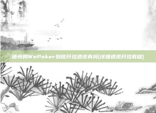 德州局WePoker到底开挂透视真吗(详细透视开挂教程)