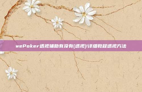 wePoker透视辅助有没有(透视)!详细教程透视方法