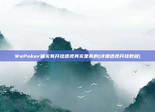 WePoker确实有开挂透视其实是真的(详细透视开挂教程)