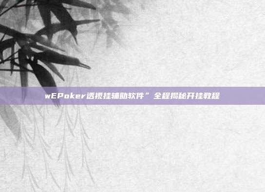 wEPoker透视挂辅助软件”全程揭秘开挂教程