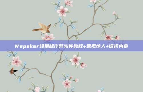 Wepoker轻量版作弊软件教程+透视惊人+透视内幕