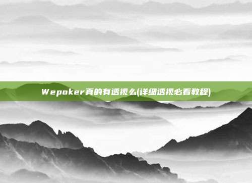 Wepoker真的有透视么(详细透视必看教程)