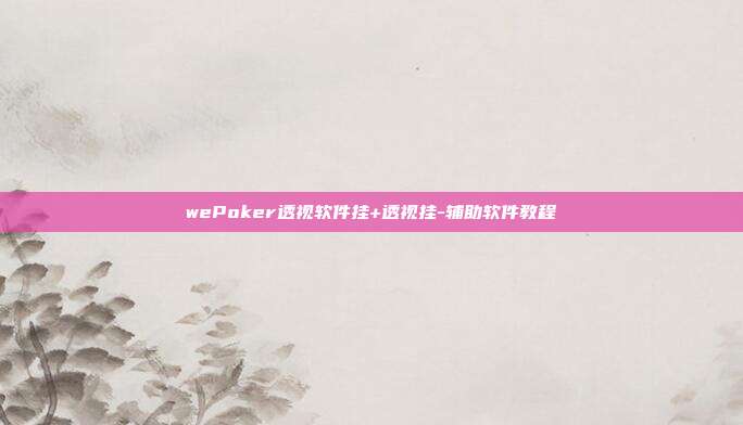 wePoker透视软件挂+透视挂-辅助软件教程