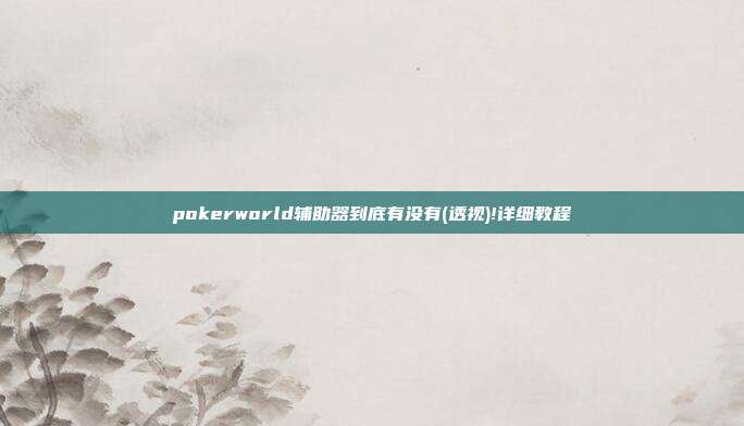 pokerworld辅助器到底有没有(透视)!详细教程