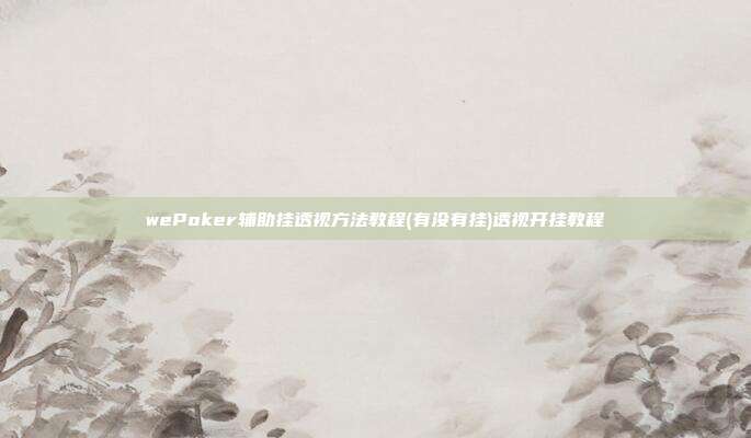 wePoker辅助挂透视方法教程(有没有挂)透视开挂教程