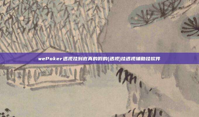 wePoker透视挂到底真的假的(透视)挂透视辅助挂软件