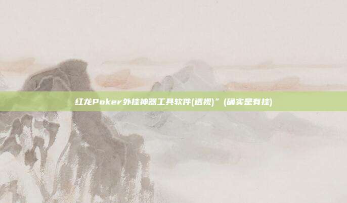 红龙Poker外挂神器工具软件(透视)”(确实是有挂)