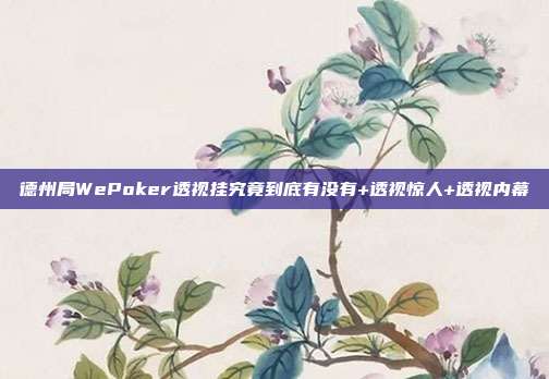 德州局WePoker透视挂究竟到底有没有+透视惊人+透视内幕