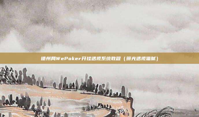 德州局WePoker开挂透视系统教程（曝光透视猫腻）