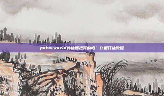 pokerworld外挂透视真的吗”详细开挂教程