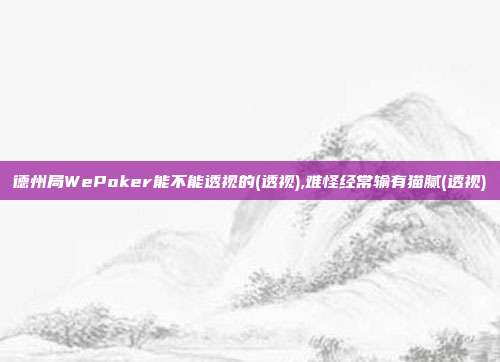 德州局WePoker能不能透视的(透视),难怪经常输有猫腻(透视)