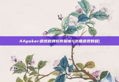 AApoker透视底牌软件脚本!(详细透视教程)