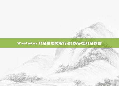 WePoker开挂透视使用方法(有挂吗)开挂教程