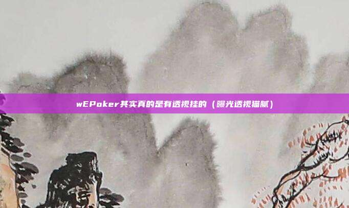 wEPoker其实真的是有透视挂的（曝光透视猫腻）